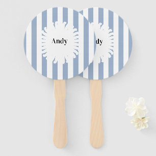 Set of Fans Baby Blue & White Stripe