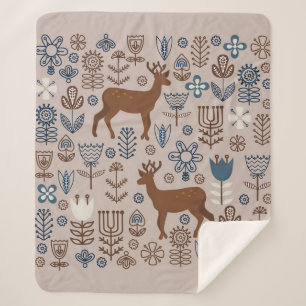 Set of flower elements in the Scandinavian style,  Sherpa Blanket