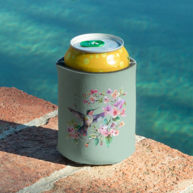 Set Of Four Hummingbirds Floral Wreath Can Cooler (In Situ Pool)