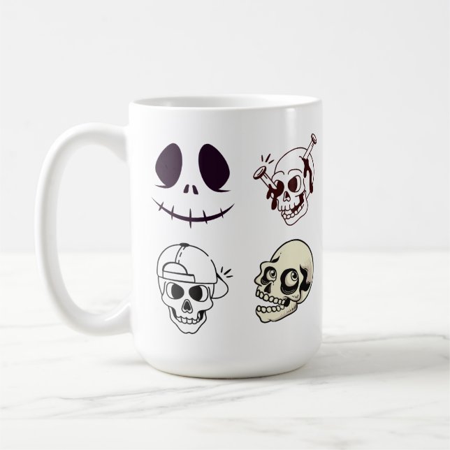 Set of Four Unique Skull Illustrations Coffee Mug (Left)