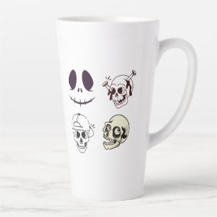Set of Four Unique Skull Illustrations Latte Mug
