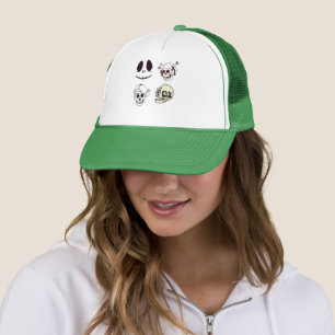 Set of Four Unique Skull Illustrations Trucker Hat