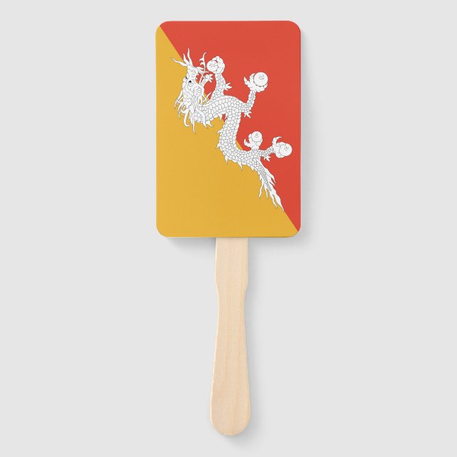Set of hand fan with flag of Bhutan (Front)