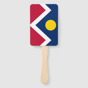 Set of hand fan with flag of Denver City, USA