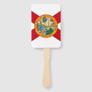Set of hand fan with flag of Florida, USA