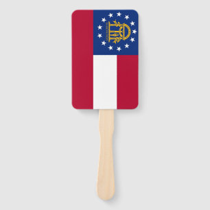 Set of hand fan with flag of Georgia, USA