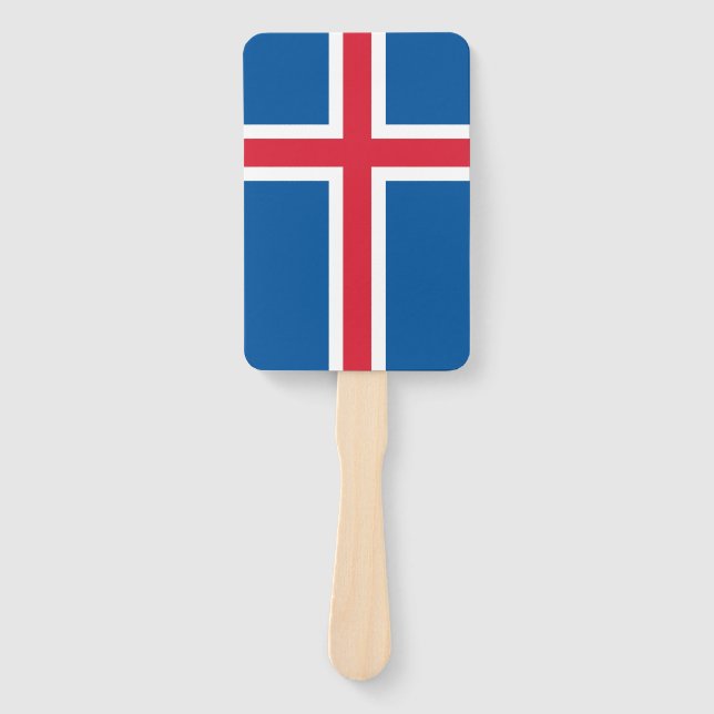 Set of hand fan with flag of Iceland (Front)
