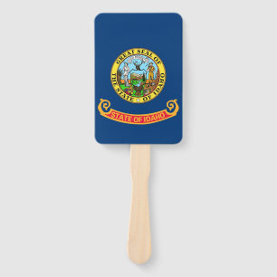 Set of hand fan with flag of Idaho State, USA
