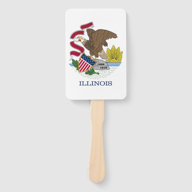 Set of hand fan with flag of Illinois State, USA (Front)