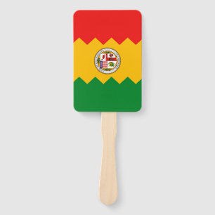 Set of hand fan with flag of Los Angeles, USA