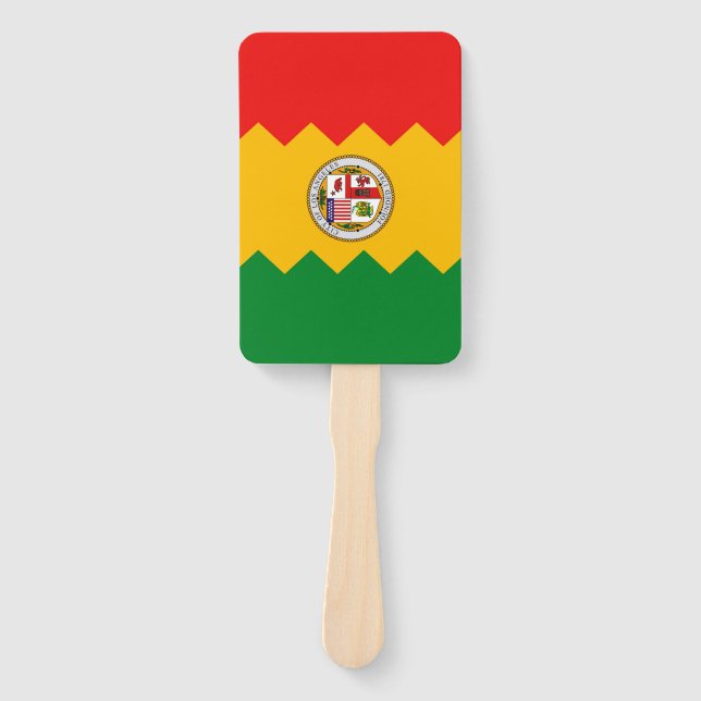 Set of hand fan with flag of Los Angeles, USA (Front)