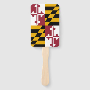 Set of hand fan with flag of Maryland State, USA