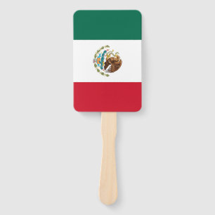 Set of hand fan with flag of Mexico
