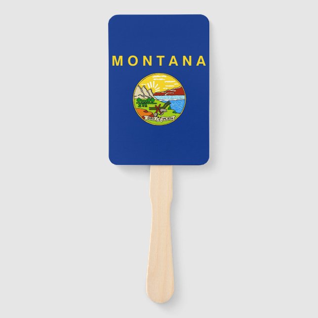 Set of hand fan with flag of Montana, USA (Front)