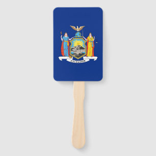 Set of hand fan with flag of New York, USA