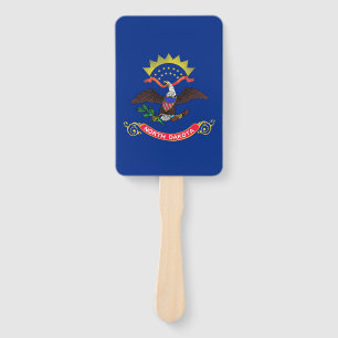 Set of hand fan with flag of North Dakota