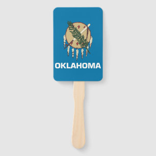 Set of hand fan with flag of Oklahoma State, USA