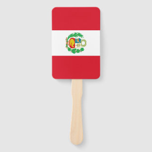 Set of hand fan with flag of Peru