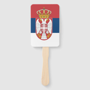 Set of hand fan with flag of Serbia