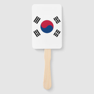 Set of hand fan with flag of South Korea