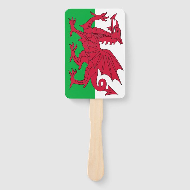 Set of hand fan with flag of Wales, UK (Front)