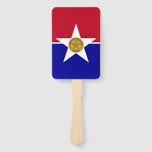 Set of hand fans with flag of Dallas