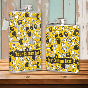 Set of Keys Background Hip Flask