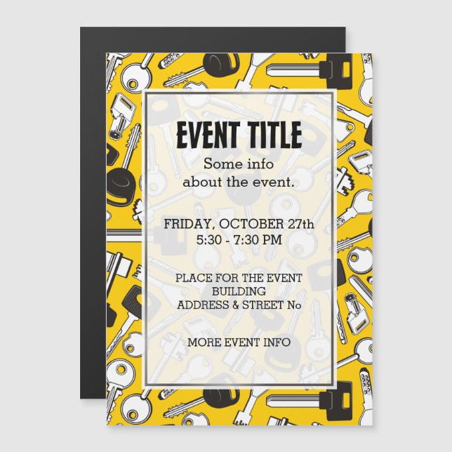 Set of Keys Background Magnetic Invitation (Front/Back)