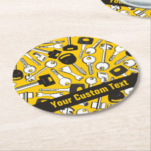 Set of Keys Background Round Paper Coaster