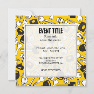 Set of Keys Background Square Invitation
