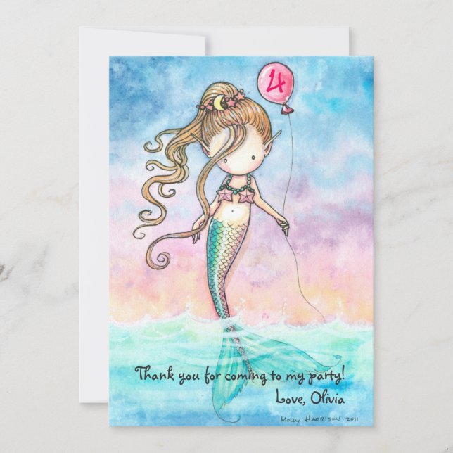 Set of Mermaid Thank You Cards (Front)