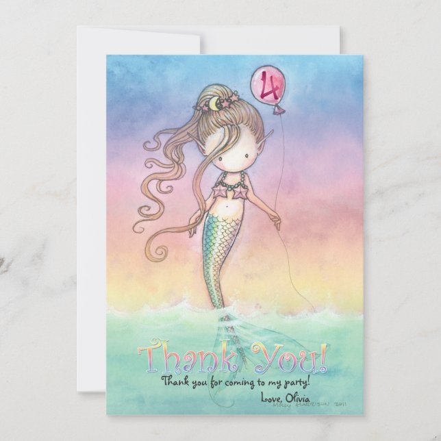 Set of Mermaid Thank You Cards (Front)