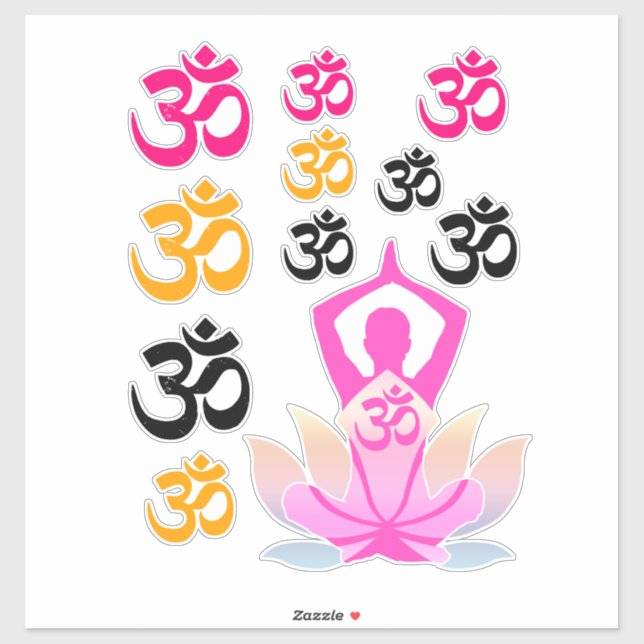 Set of OM Namaste Spiritual Lotus Flower Yoga Pose (Sheet)