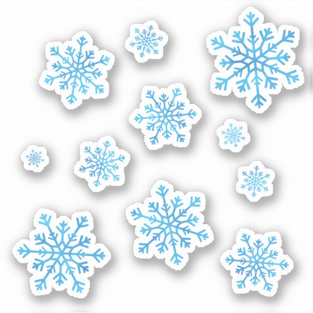 Set of Pretty Blue Christmas Winter Snowflakes (Front)