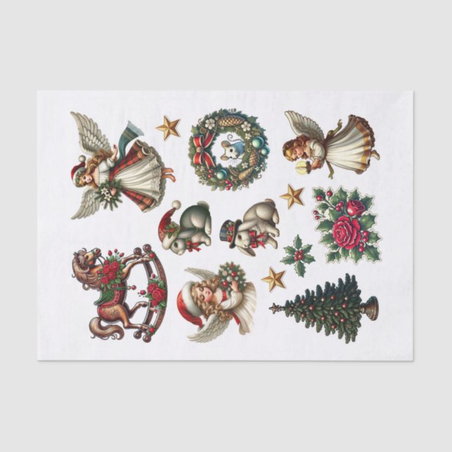 Set of Pretty Christmas Fussy Cuts Tissue Paper (Front)