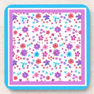 Set of Pretty Flower-Power Cork-Backed Coasters