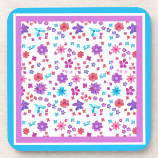 Set of Pretty Flower-Power Cork-Backed Coasters