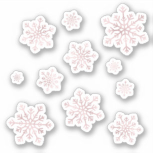 Set of Pretty Pink Christmas Winter Snowflakes