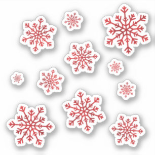 Set of Pretty Red Christmas Winter Snowflakes