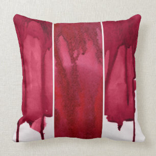 Set of red watercolor abstract hand painted cushion