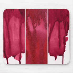 Set of red watercolor abstract hand painted mouse mat