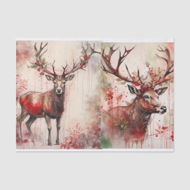 Set of Reindeer Decoupage Paper  (Front)