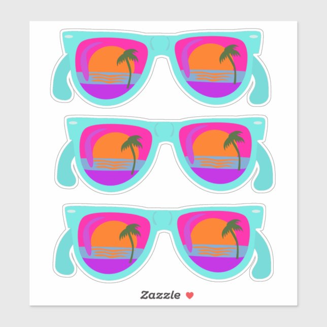 Set of Retro Neon Eighties Sunset Sunglasses (Sheet)