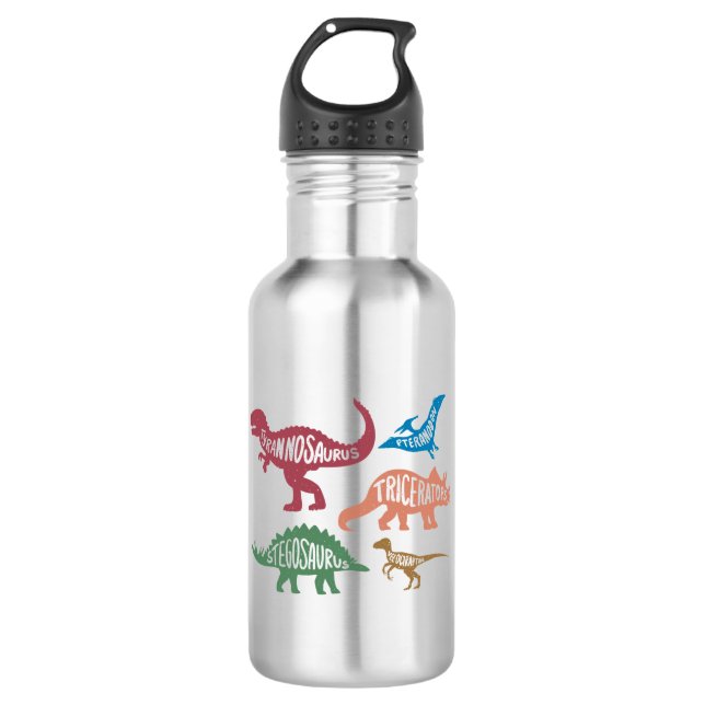 Set of silhouettes of different dinosaurs 532 ml water bottle (Front)