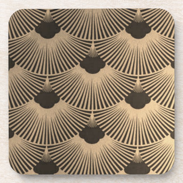 Set of Six Art Deco Fan Design Coasters (Front)