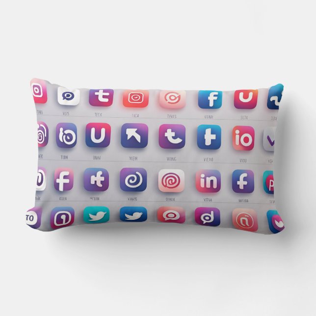 Set of social icons lumbar cushion (Front)