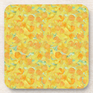 Set of Square Coasters, Golden Yellow Daffodils Coaster