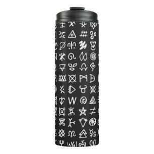 Set of symbols rune letters font. Ancient occult a Thermal Tumbler