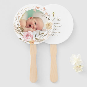 set of ten boho flowers Baptism Hand Fan