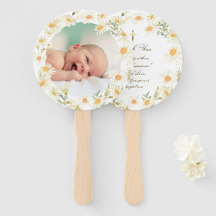 set of ten daisies frame Baptism Hand Fan